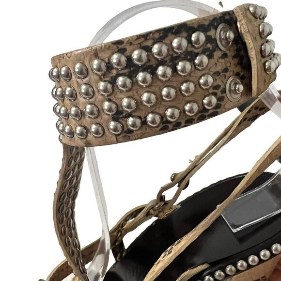 Salvatore Ferragamo Python Snakeprint Sandals Size 10 Bead Details Ankle… - Picture 11 of 13